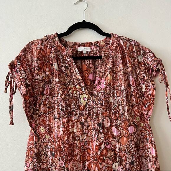 A.L.C. Grace Silk Blend Blouse in Sorbet Paisley - Picture 5 of 5